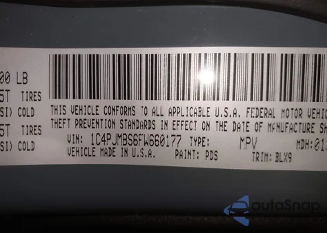 2015 Jeep Cherokee Trailhawk z USA, uszkodzony, nr VIN 1C4PJMBS6FW660177